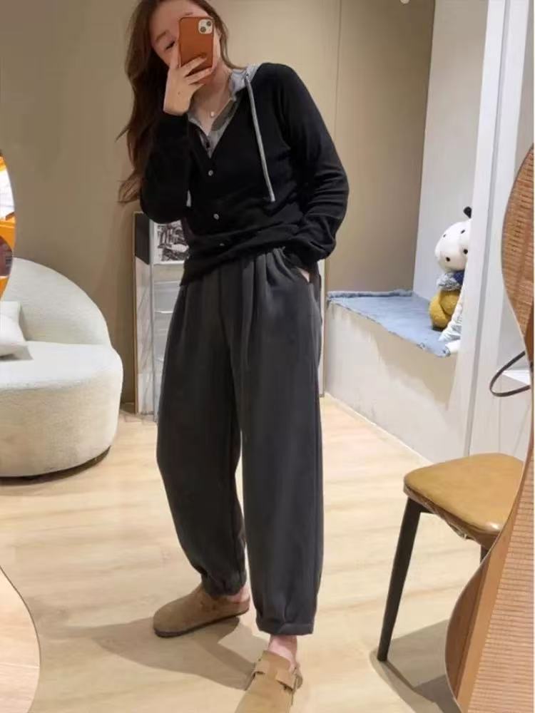 3067 哈伦裤女高腰显瘦萝卜裤百搭休闲卫裤子