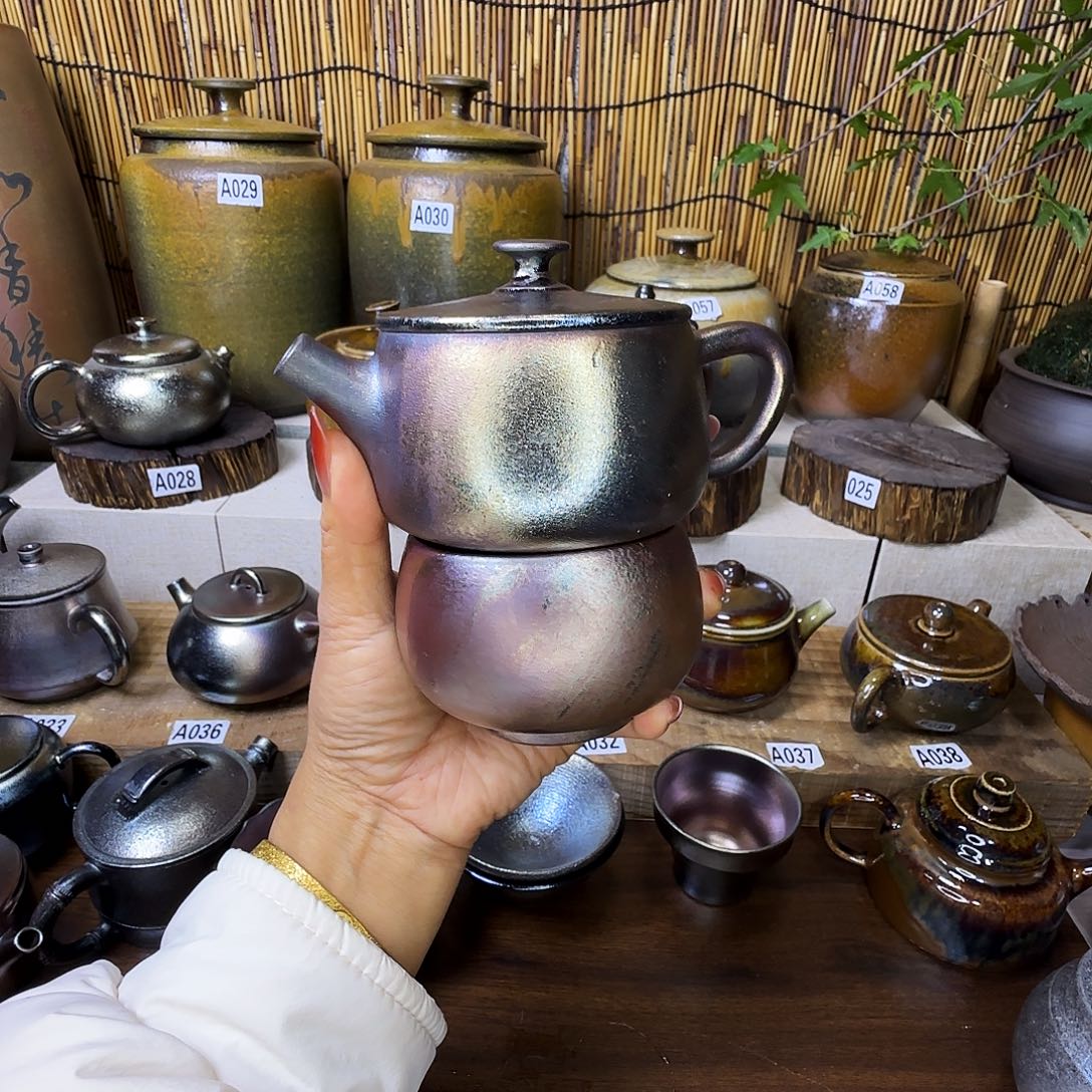 杯咩*楊建水紫陶柴烧壶杯一套