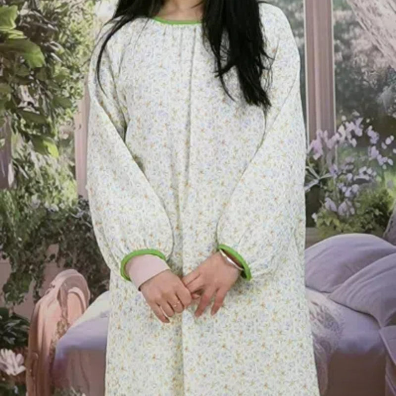 春季新款纯棉睡裙泡泡纱甜美风双层棉纱