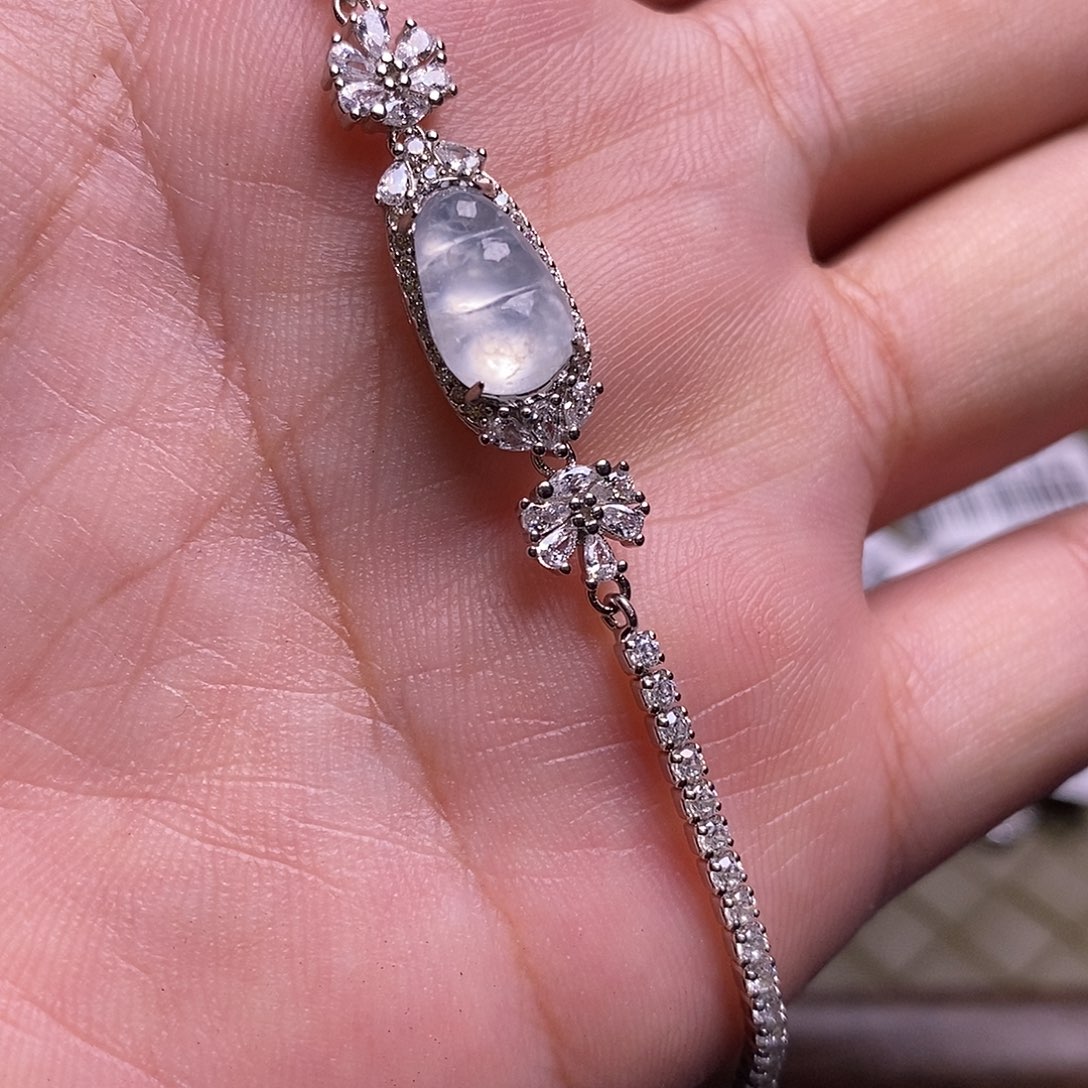 翡翠未镶嵌手链福豆手链