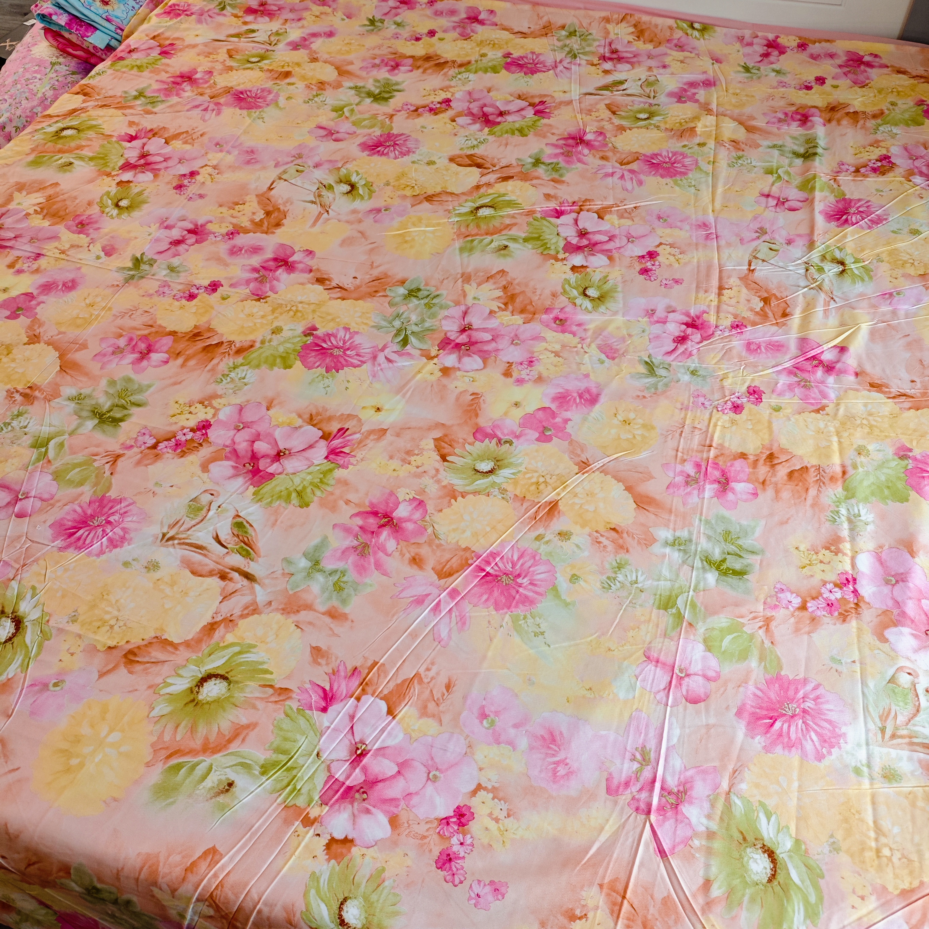 橘牡丹斜纹全棉床品 床品套件 