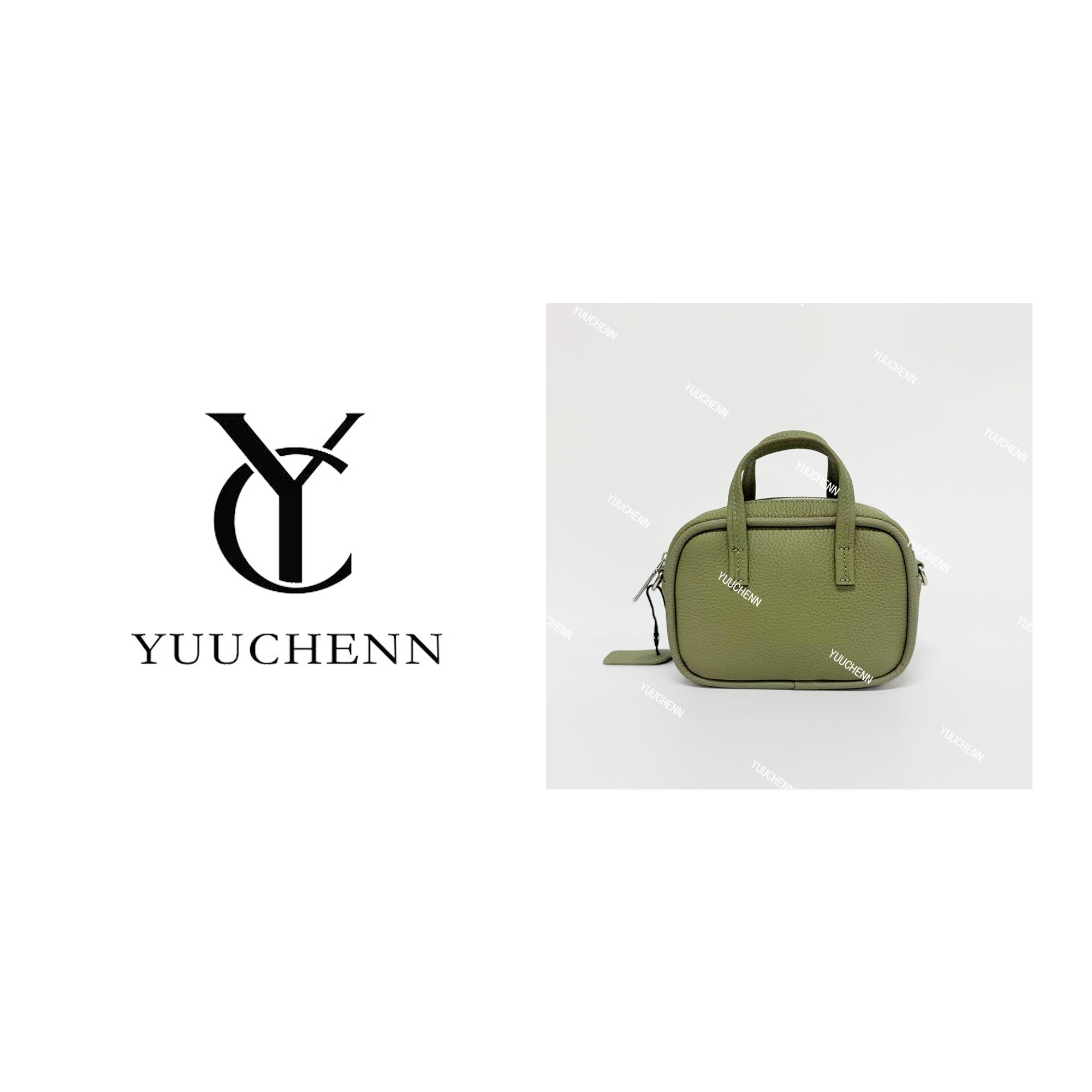 YUUCHENN/【Feather bag】进口TC皮18cm 绿色 HH5835