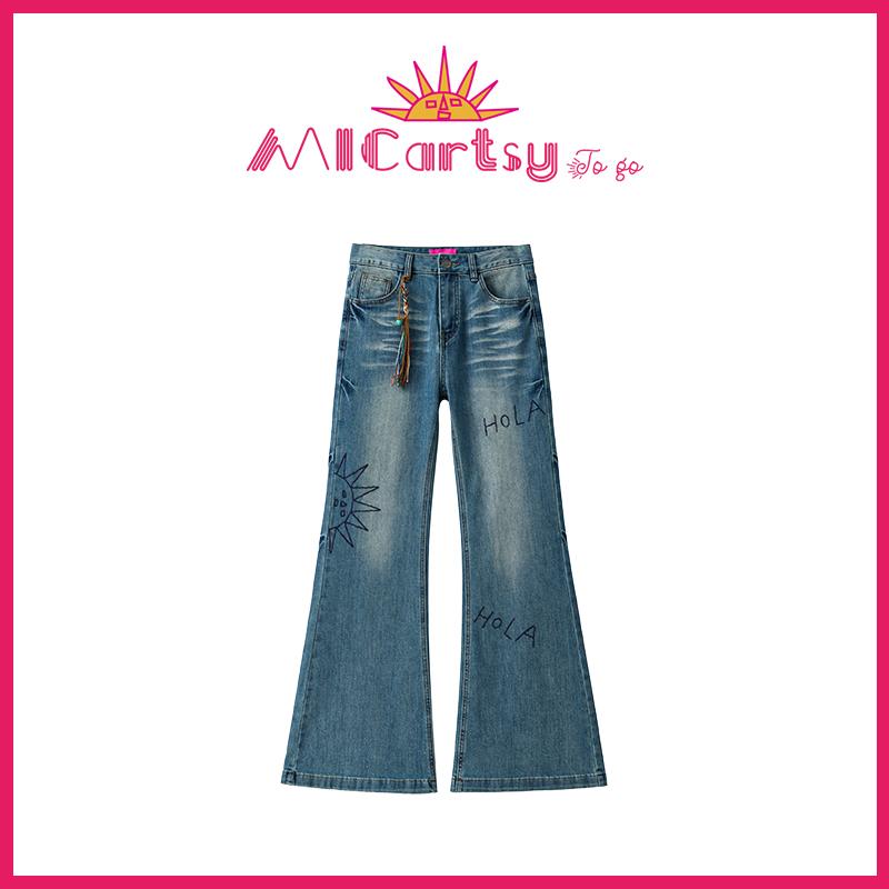 MICartsy王紫珊配饰车to go系列新款手工刺绣牛仔裤