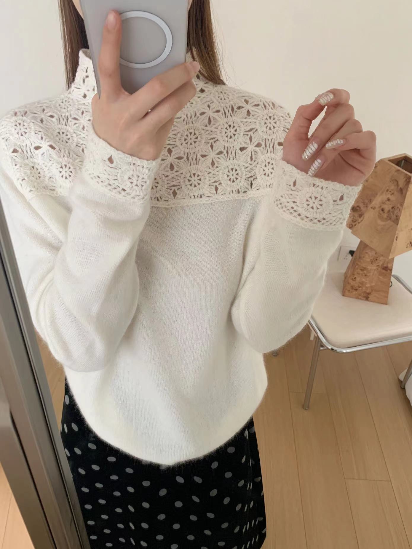 【素简.520137】2025秋冬新款蜜熊绒羊毛花纹爆款女装羊毛衫