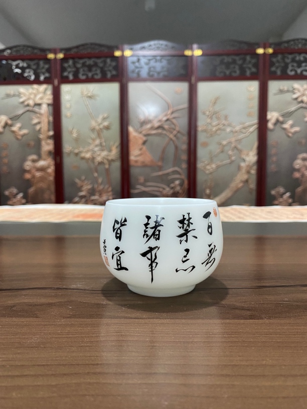 【手绘纯手工】德化羊脂玉冰种白瓷主人杯罗汉杯陶瓷茶杯功夫茶具