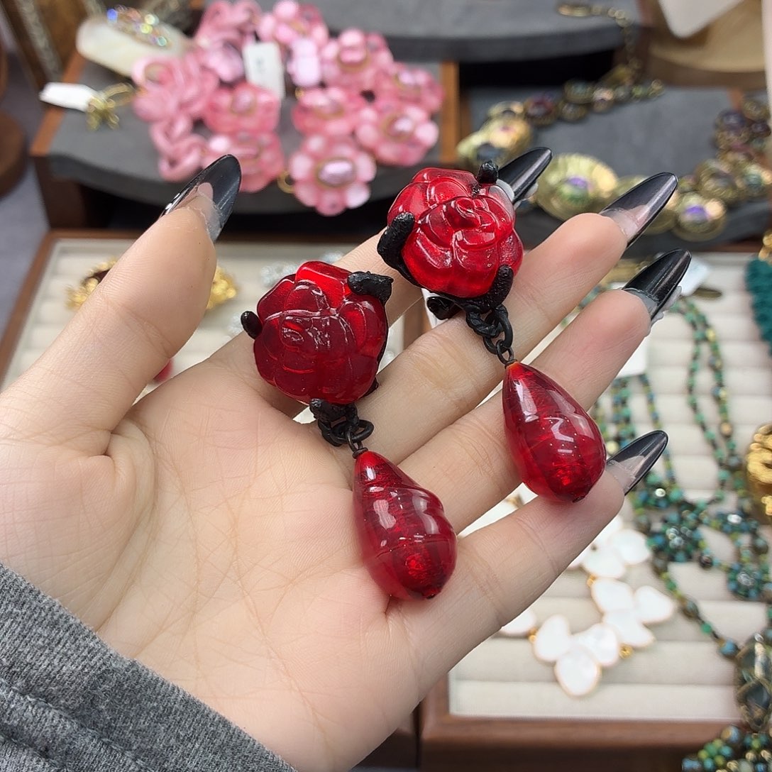 琉璃合金合金复古黑红山茶花 不退换