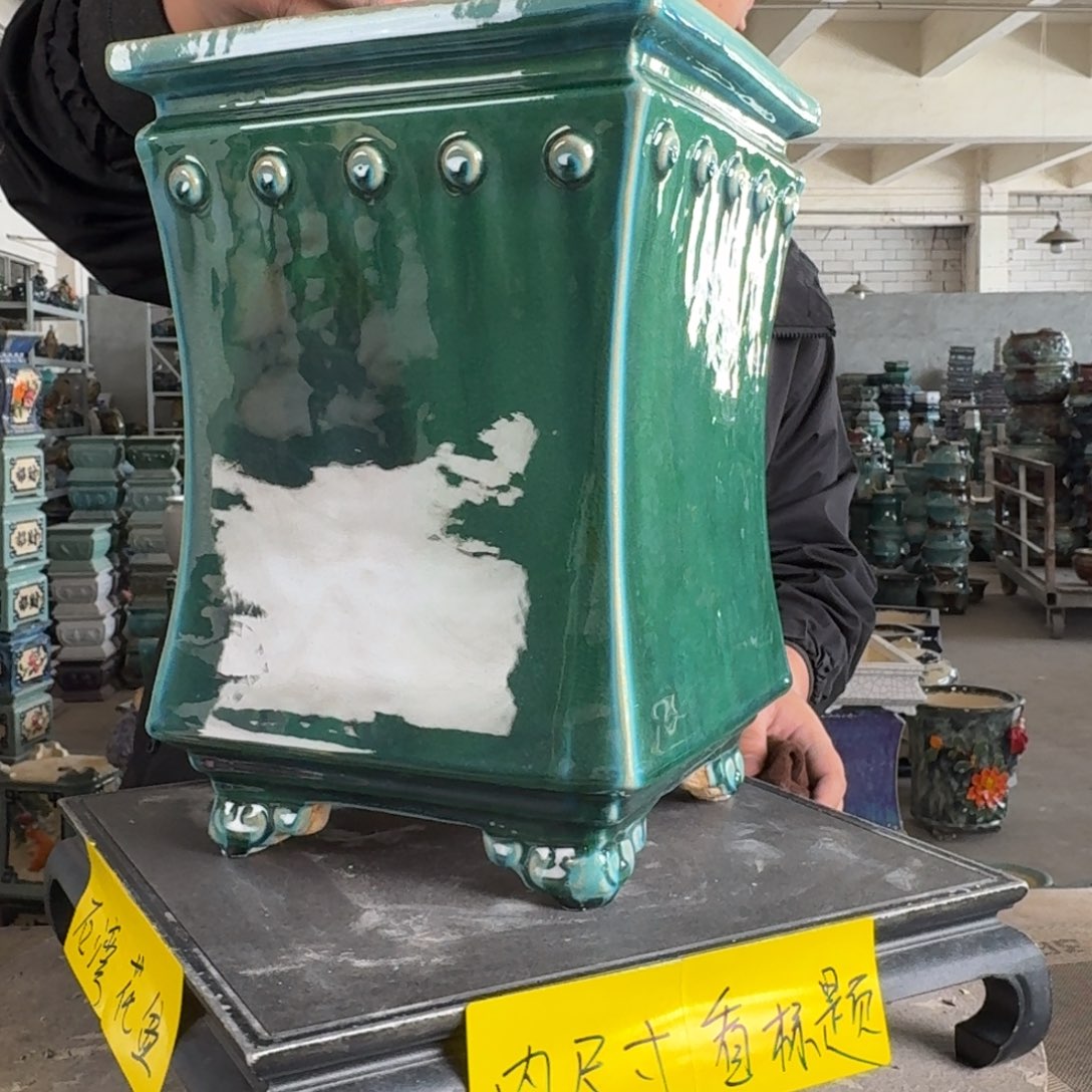 。一风堂石湾花盆 瑕疵色差 高温裂 内18*28