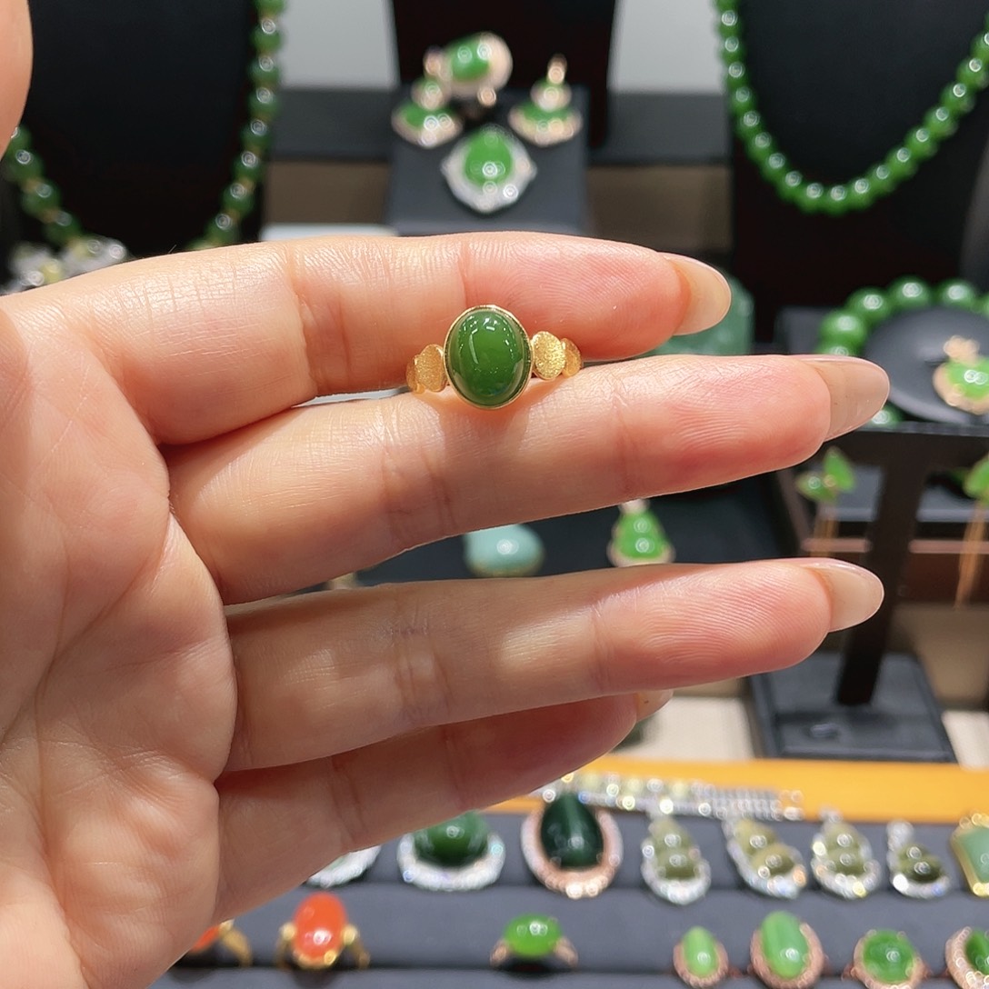 和田玉银S925镶嵌戒指