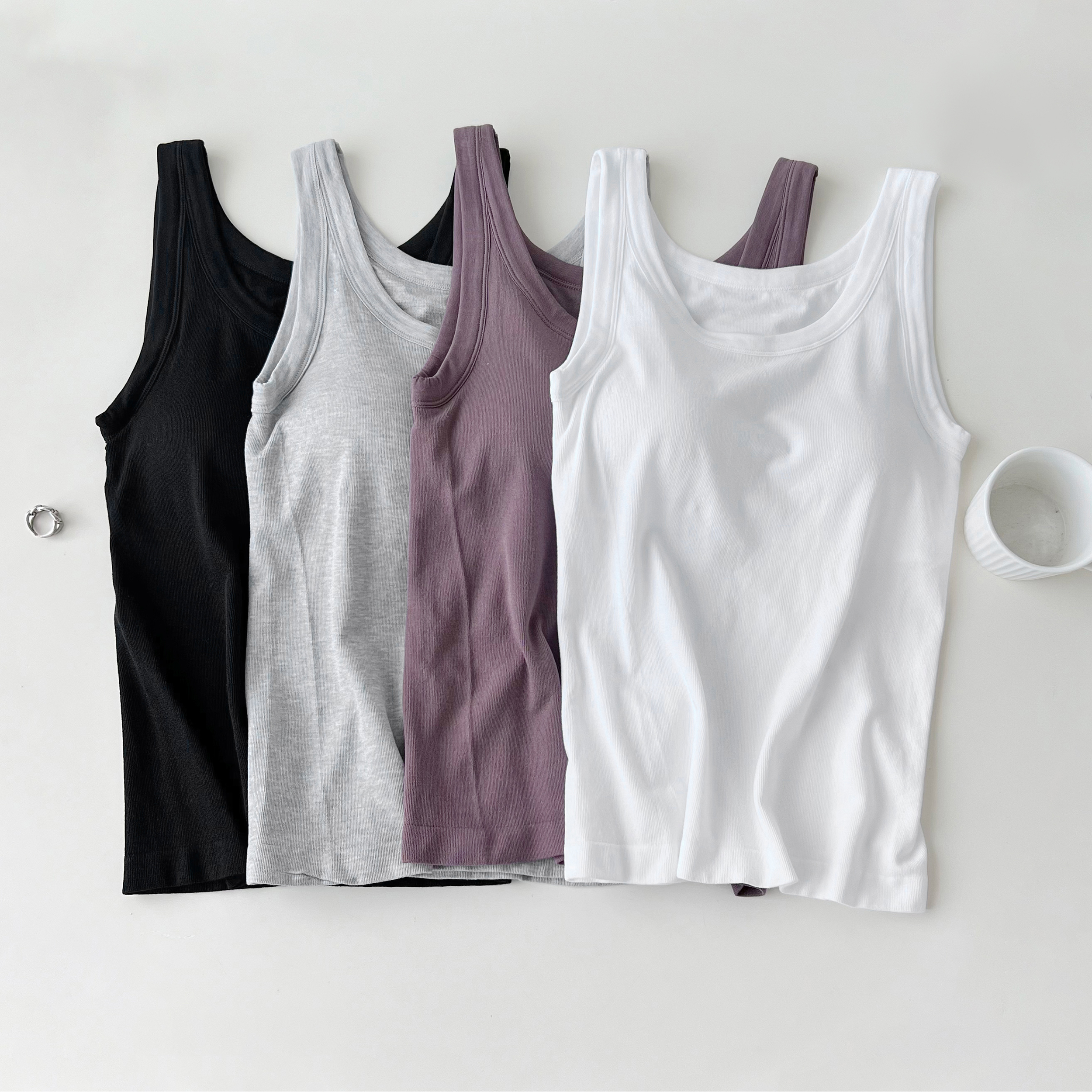 超细兰精莫代尔编织二合一百搭吊带背心H8048