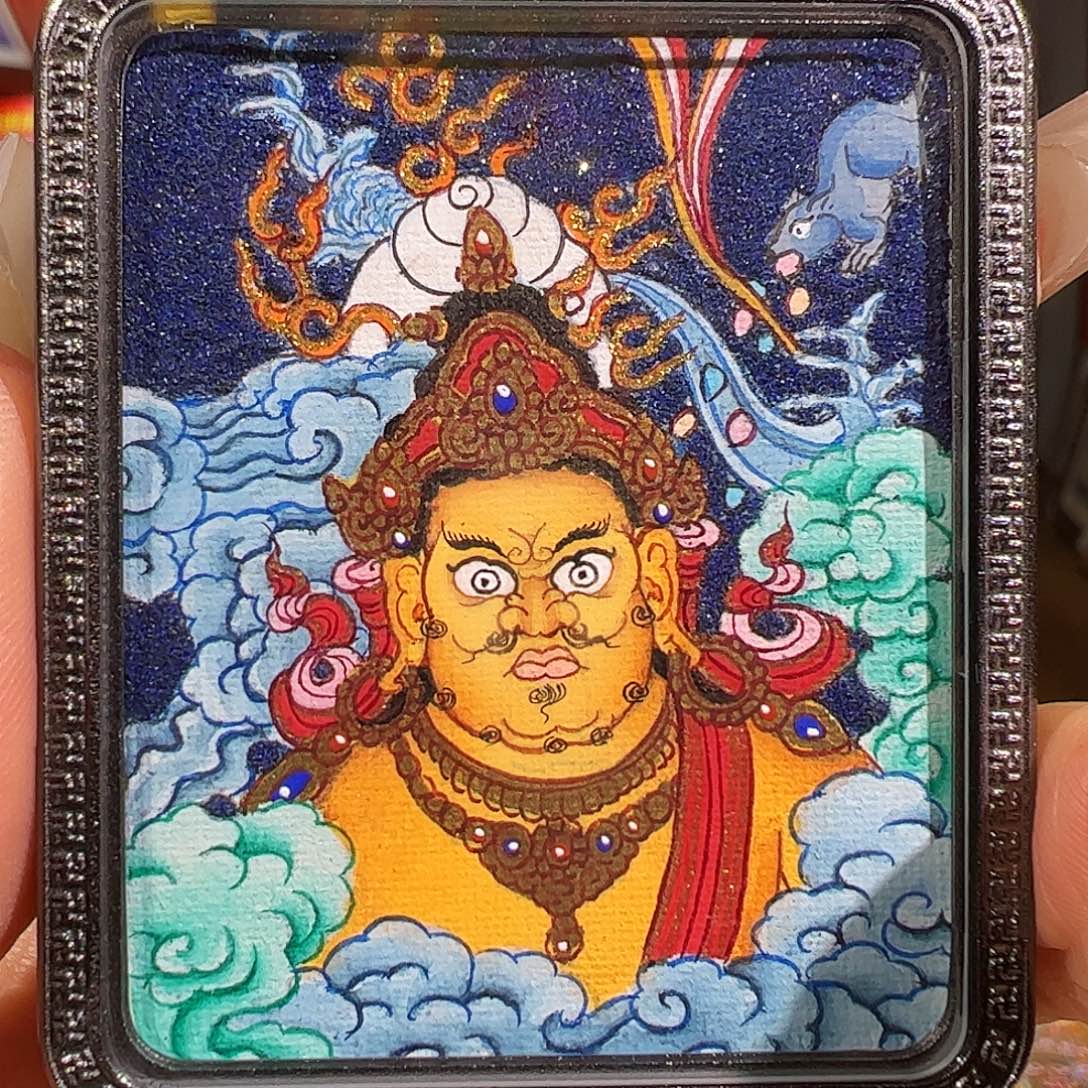 吊坠纯手绘唐卡黄财神