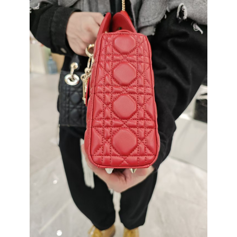 YUSHA/高档四格红色羊皮戴妃-5282