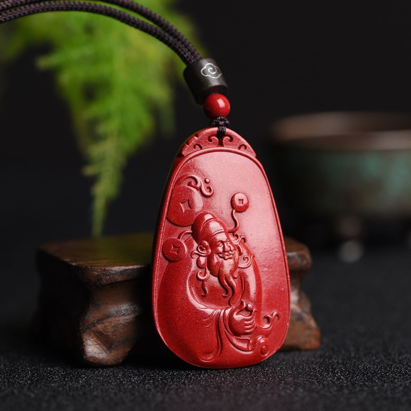 含辰砂工艺品文财神吊坠紫金砂财神爷
