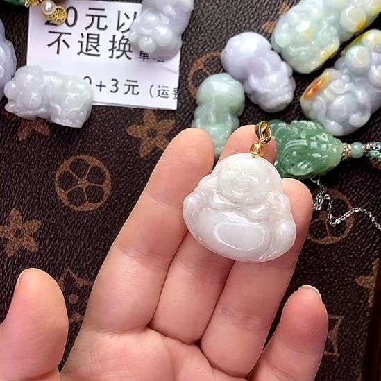 翡翠未镶嵌挂件佛公
