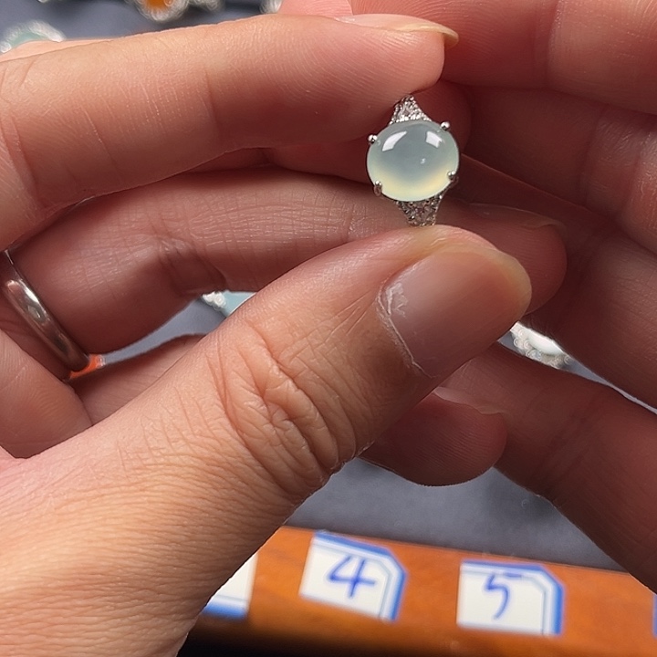 翡翠银S925镶嵌戒指缅甸A货翡翠