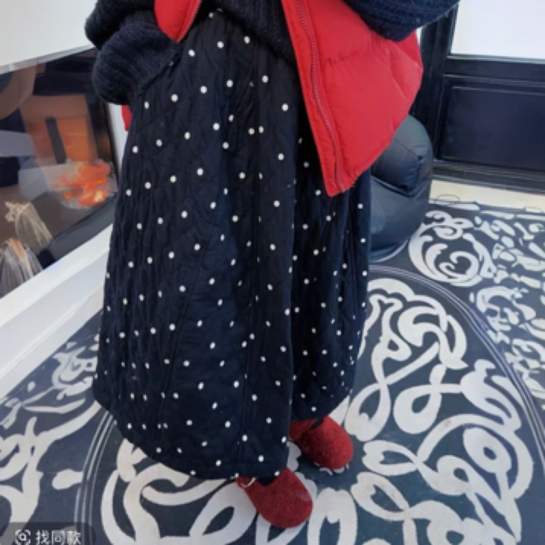 大萍子家 韩版加绒中长款波点保暖冬季半身裙0047