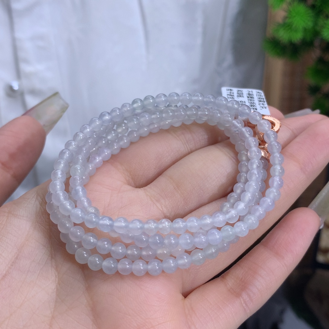 翡翠手链未镶嵌卡3.9冰胶白月光