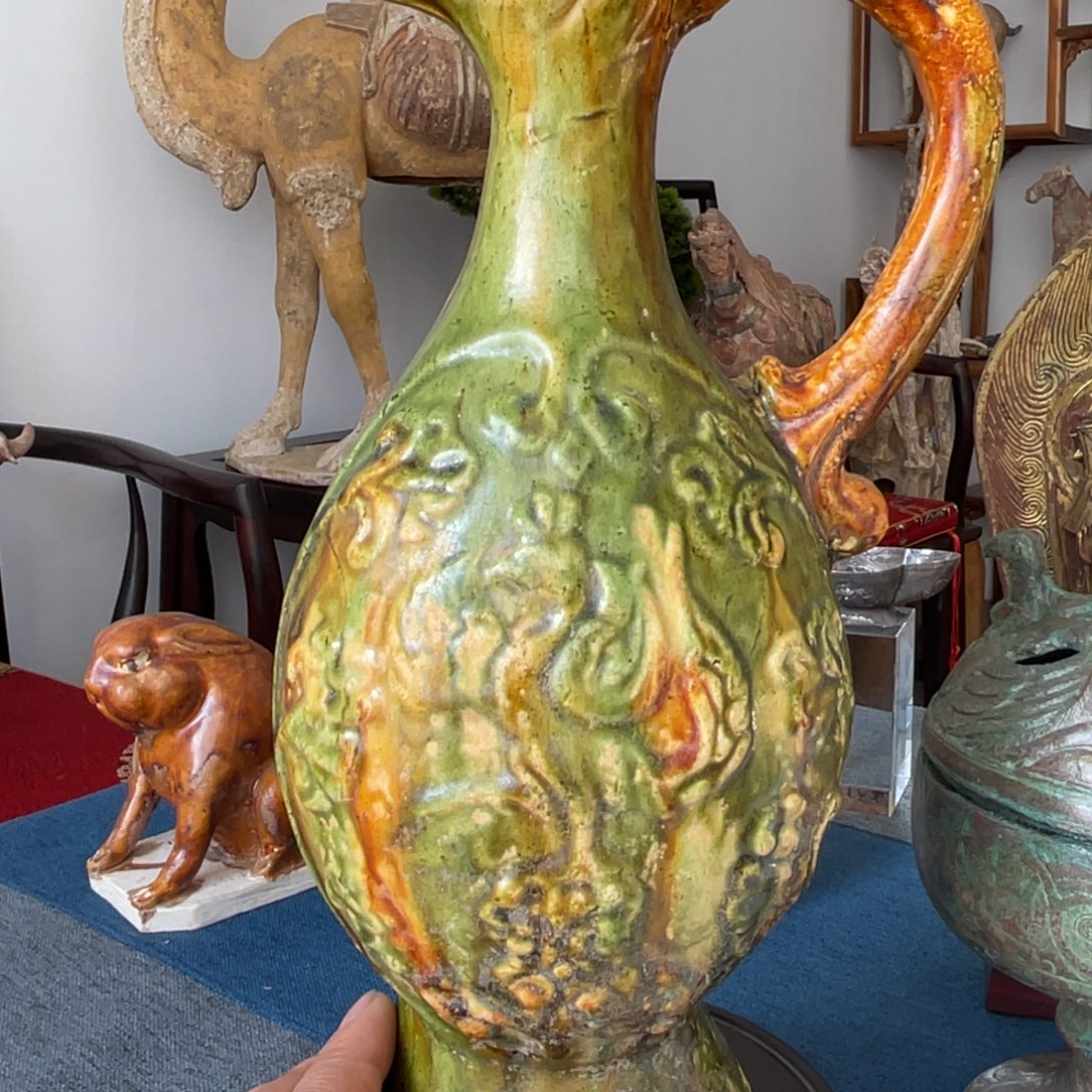 董***松泥塑唐三彩凤首壶