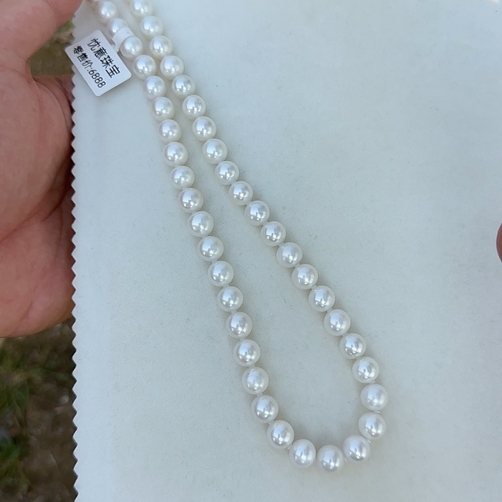 淡水珍珠银S925镶嵌颈饰9-10无核极光镜面正圆宝白亮