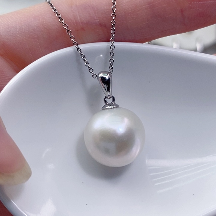 银S925镶嵌颈饰淡水珍珠13+A