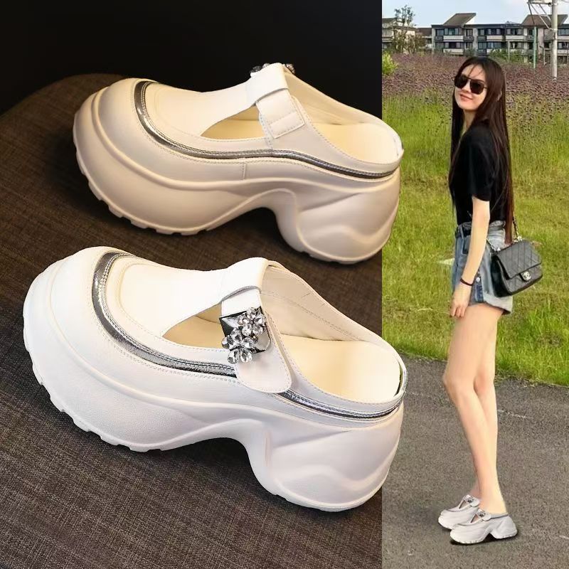 厚底增高小个子包头拖鞋女2025夏季新款一脚蹬懒人增高厚底潮