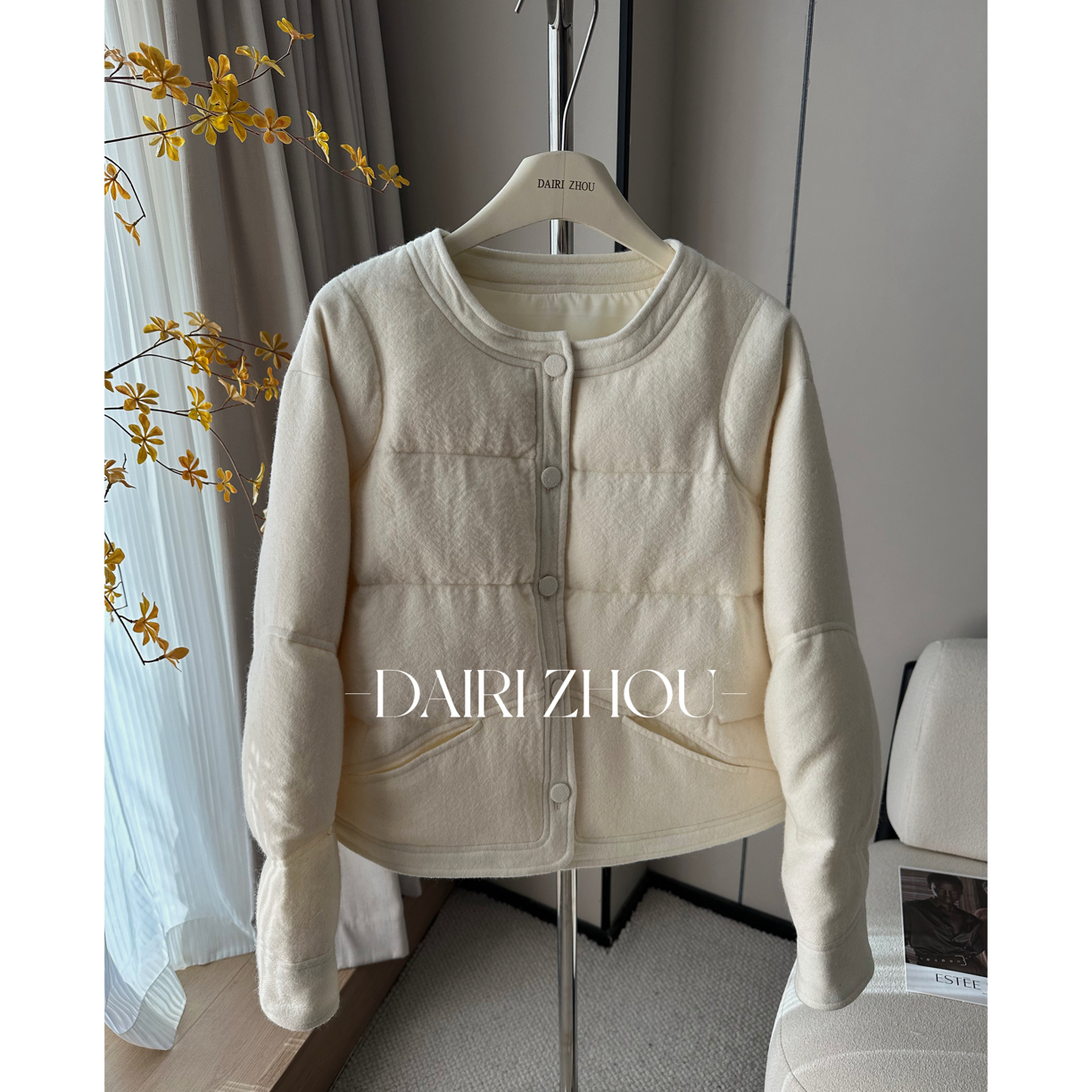 DAIRI ZHOU▪️拒绝的理由   100澳洲羊毛加绒外套圆领米白色简约冬