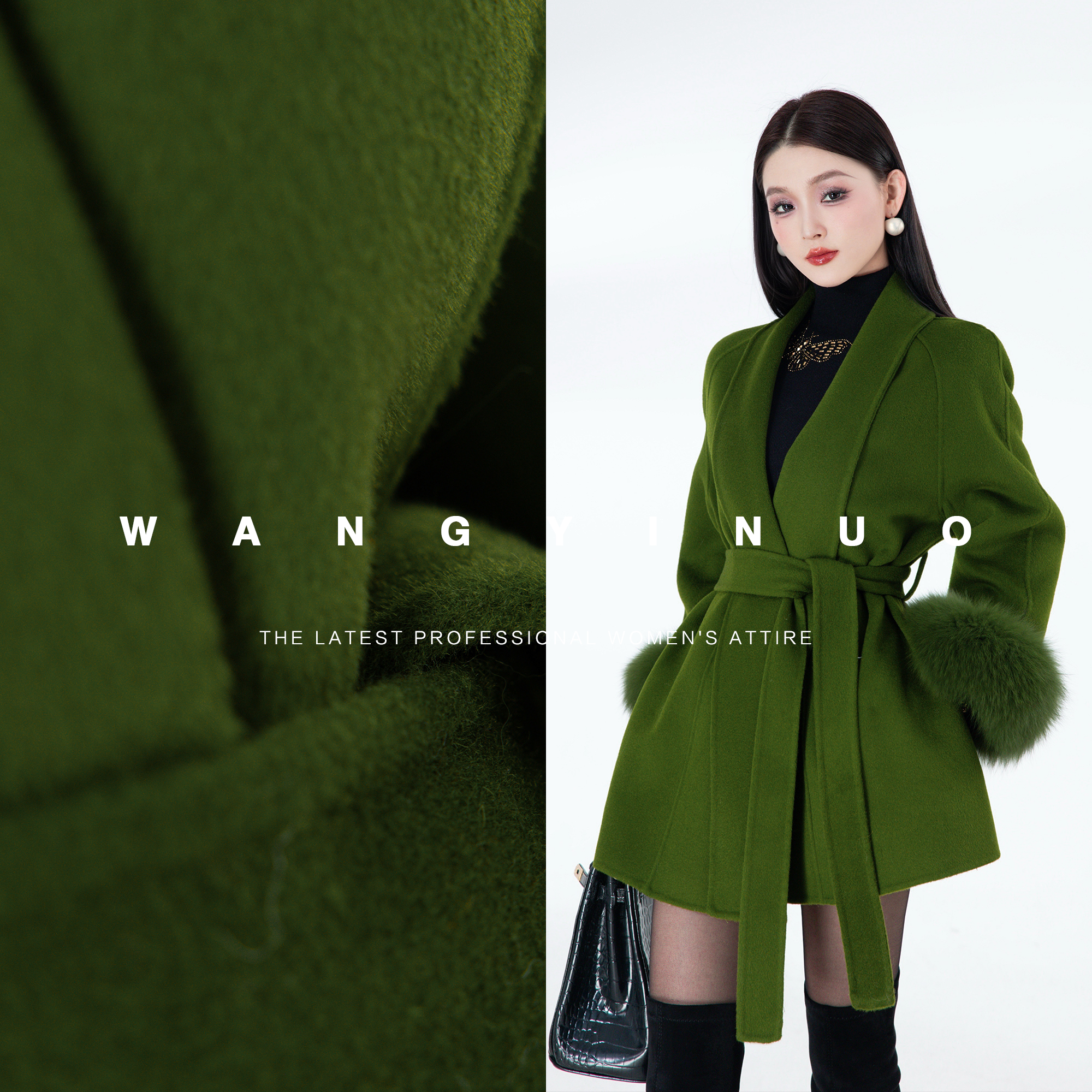 MD定制·依诺【未闻花名】2025冬款百搭通勤设计感短款羊毛大衣外套