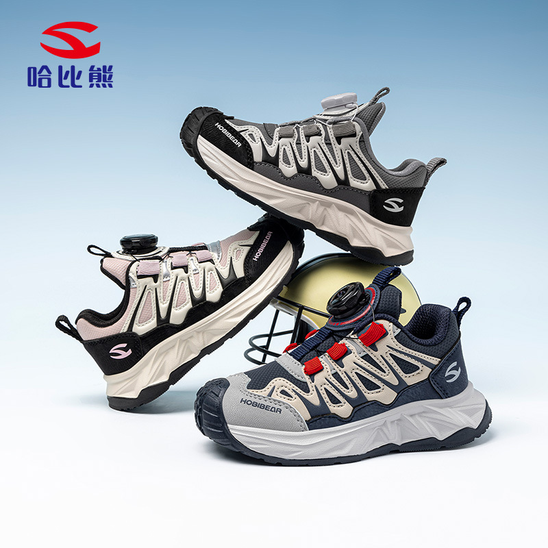 哈比熊春季革面儿童运动旋转纽扣跑步男女童百搭休闲鞋EK61251121