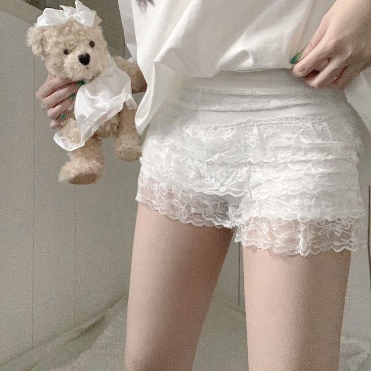打底裤女春夏新款韩版蕾丝蛋糕层三分裤设计感短裤防走光裤女