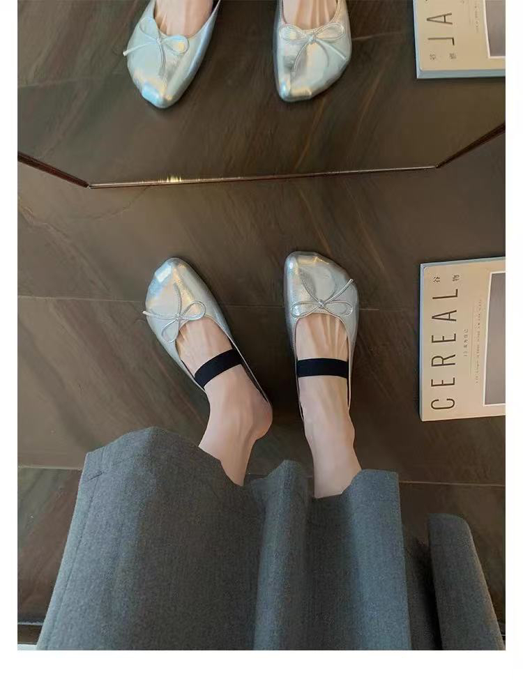 HLH/蝴蝶结圆头低跟包头拖鞋（6280）