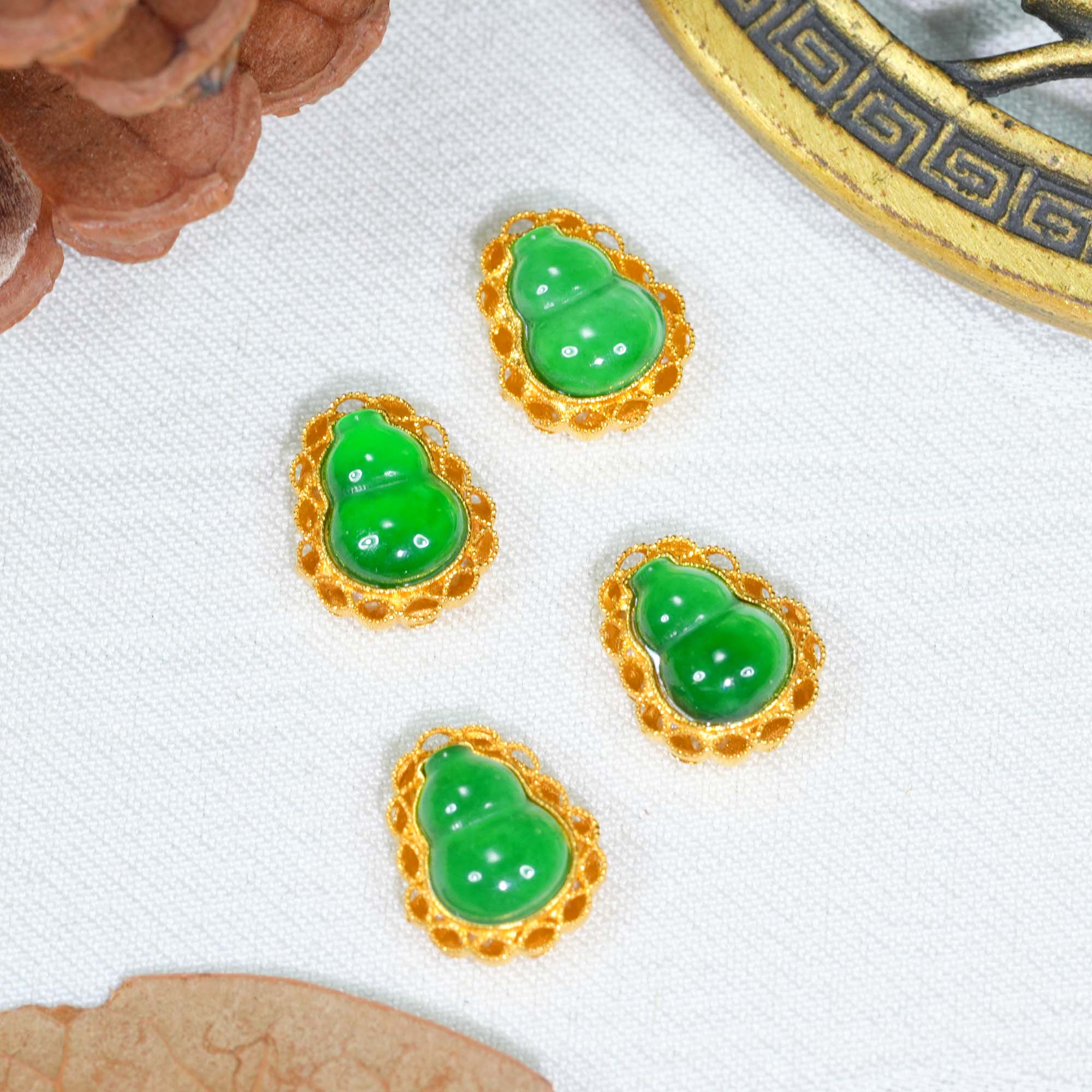 【婧婧精选】臻品 · 翡翠葫芦18K金配件 自由DIY≈6mm+ 多样性发其一