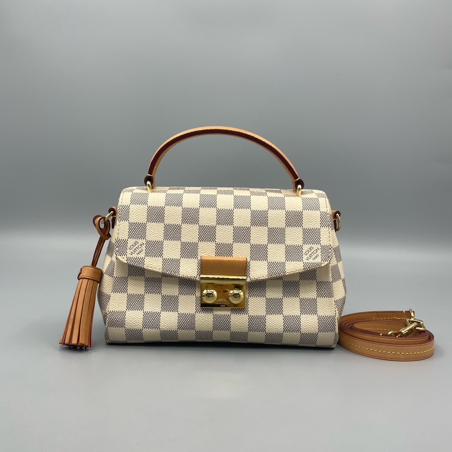 95新 LouisVuitton/路易威登 白棋盘格流苏邮差包16年23*16 A3531