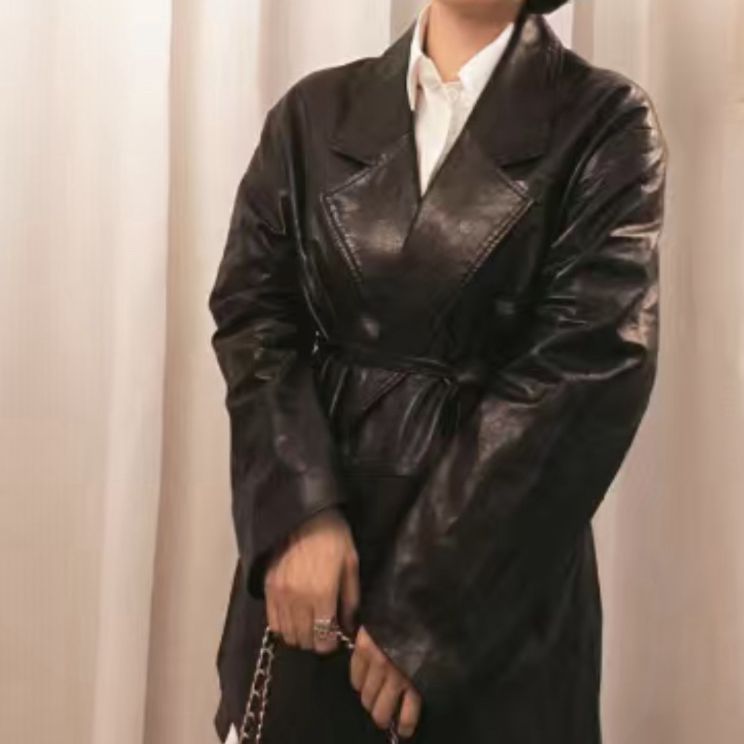 《奢定推荐》米兰皮衣冷翠油蜡绵羊皮大衣冬季皮衣气质厚款极简风