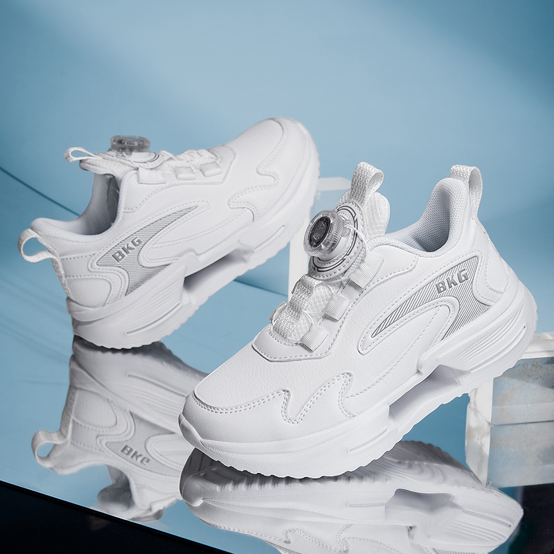 儿童小白鞋秋冬跑步鞋皮面小学生跳绳鞋男童鞋子秋季女童鞋运动鞋