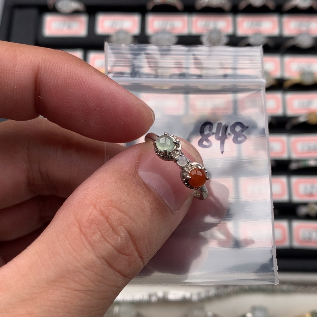 翡翠银S925镶嵌戒圈848