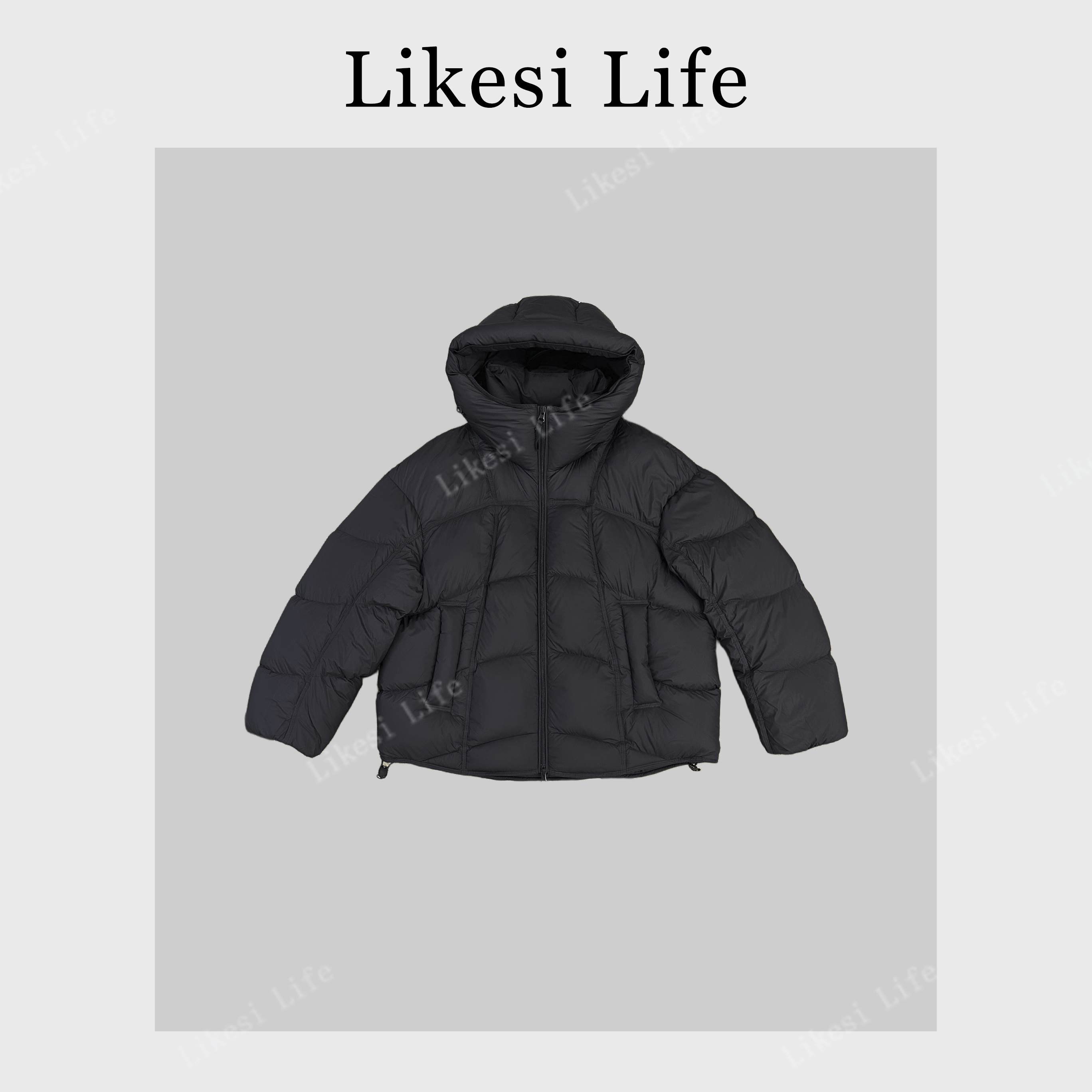 LIKESI&李克斯“慕斯”冬季阔版立体剪裁加厚保暖连帽羽绒服6387#
