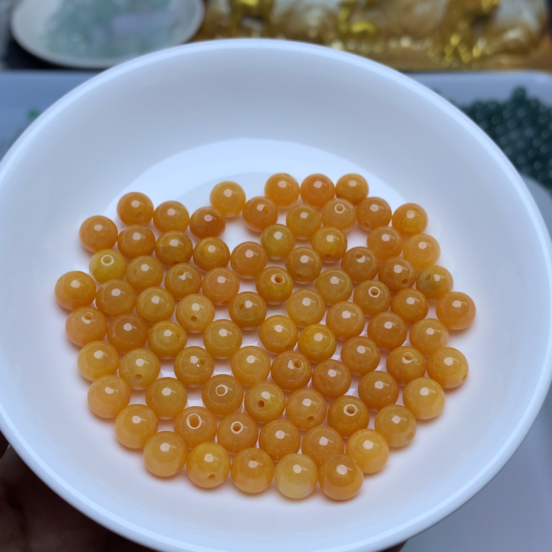 【闪购商品】翡翠手链未镶嵌卡7冰橙黄10个