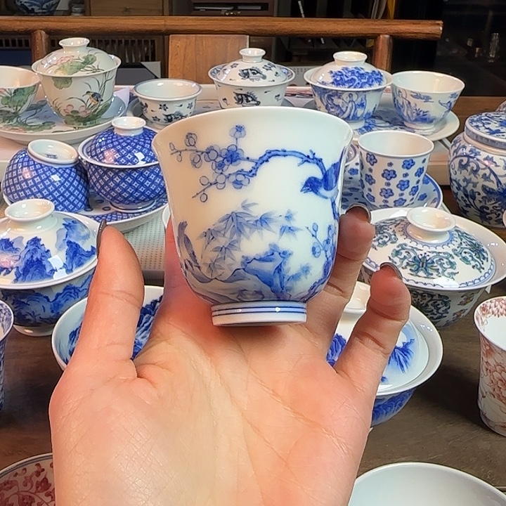 名窑口 花鸟花神杯放漏