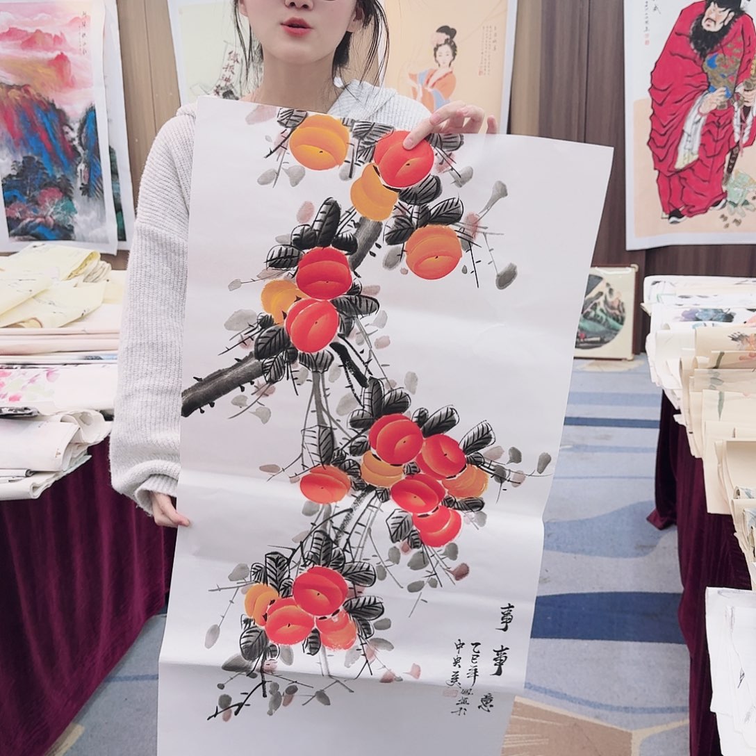 国画长腿美女卖画