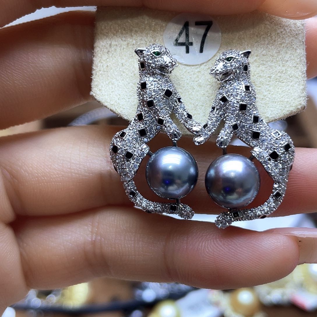 海水珍珠耳饰银S925镶嵌