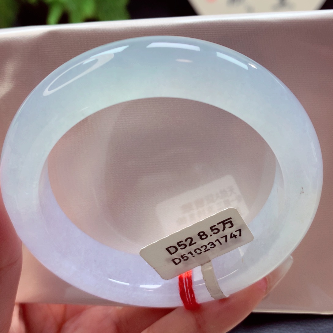 未镶嵌手镯翡翠52.6圈冰粉白月光 白富美（18号）