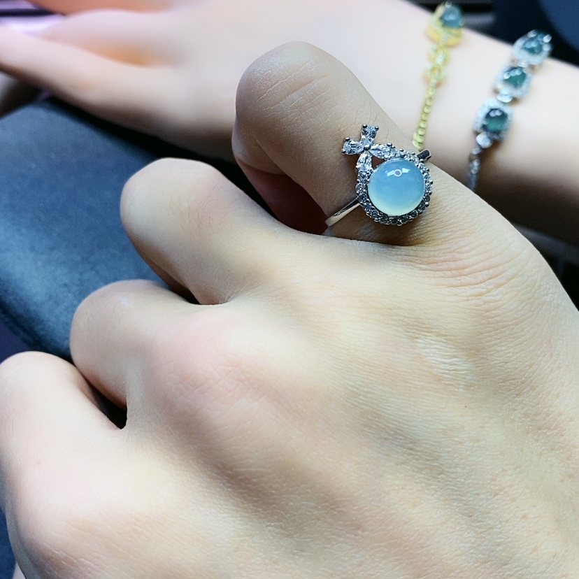 【闪购商品】翡翠戒指未镶嵌天青冻