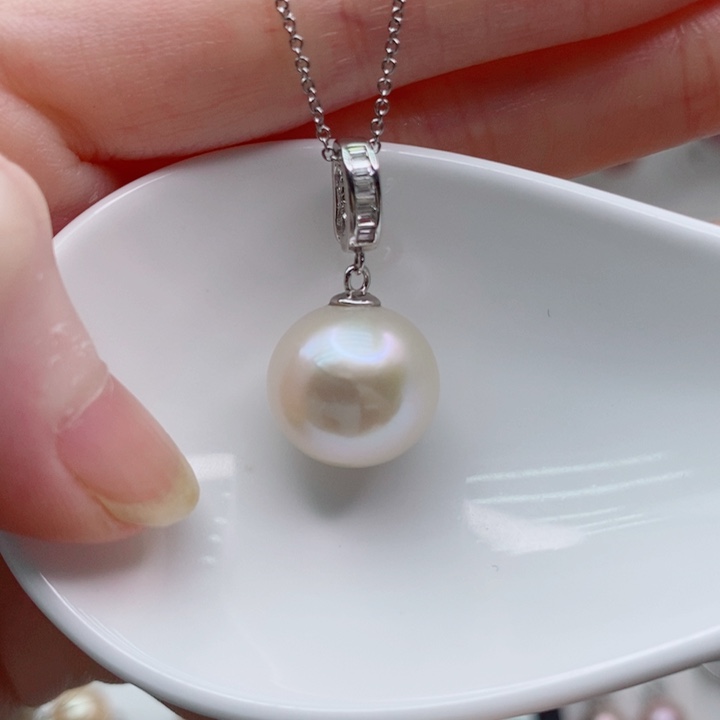 颈饰银S925镶嵌淡水珍珠12+A