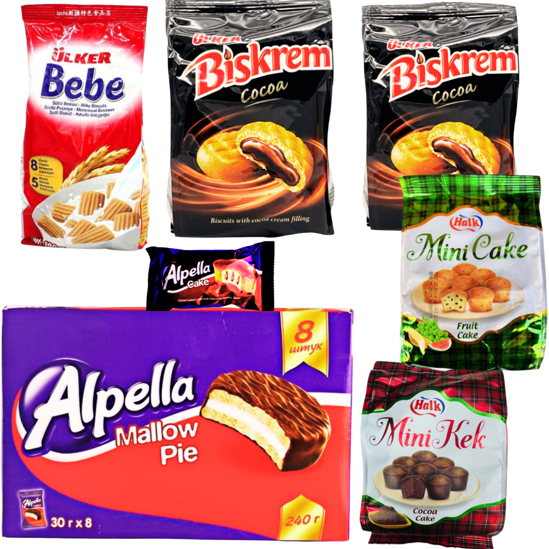 ULKER/优客夹心威化饼干牛奶饼干巧克力饼干面包营养零食拍1发7袋