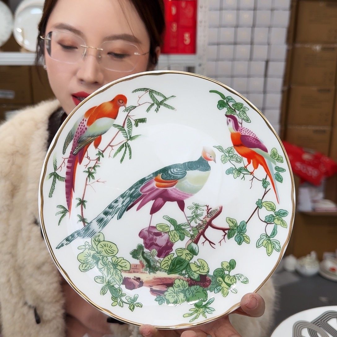 骨瓷高骨瓷8英寸月光盘20cm一个外贸骨瓷