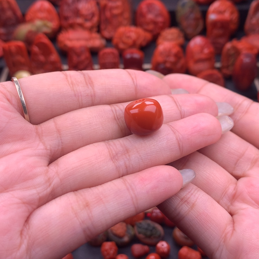南红玛瑙南红川料原矿老型单珠13.7mm未镶嵌
