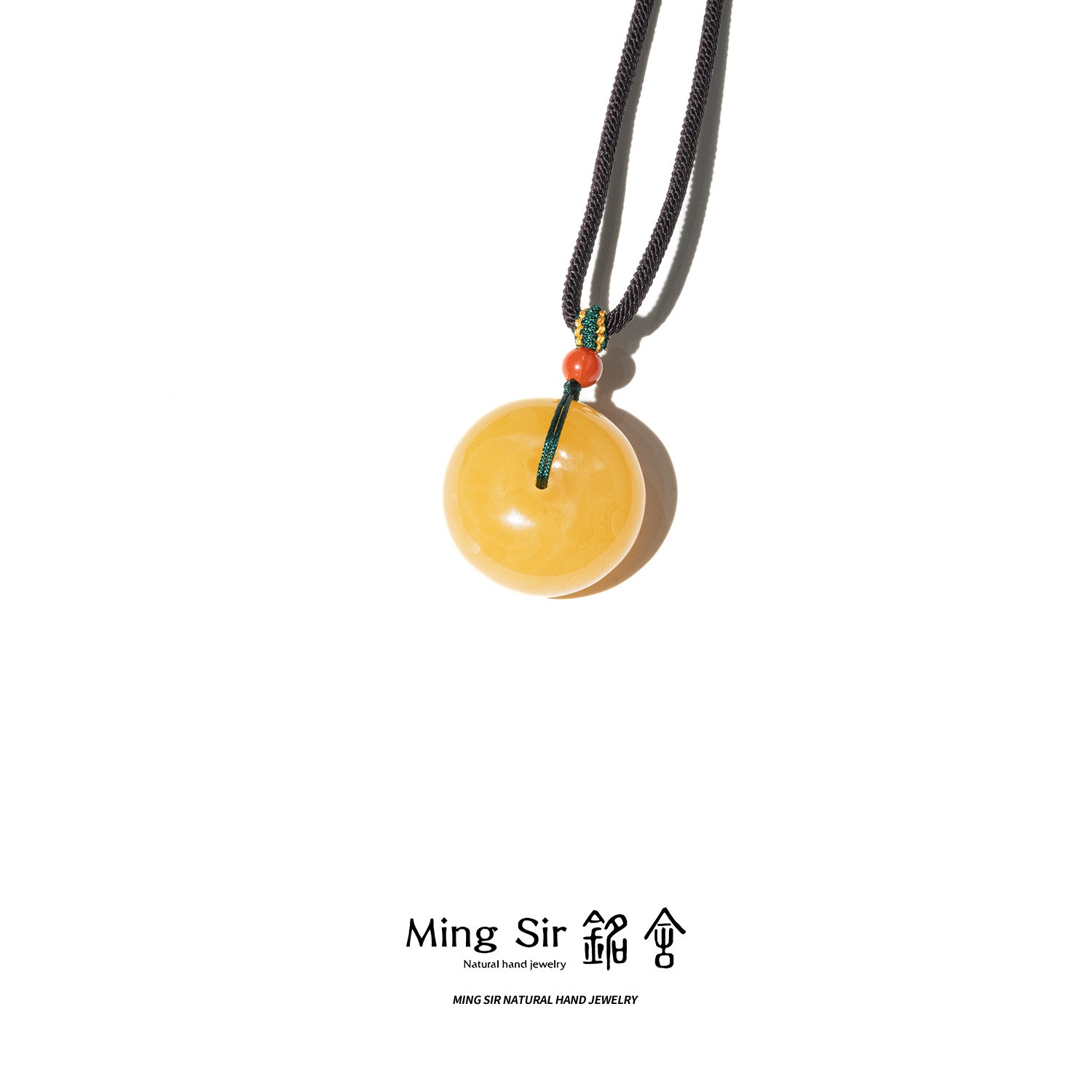 【铭舍 新长安浓花微瑕】天然俄料琥珀蜜蜡平安扣吊坠大克重颈饰