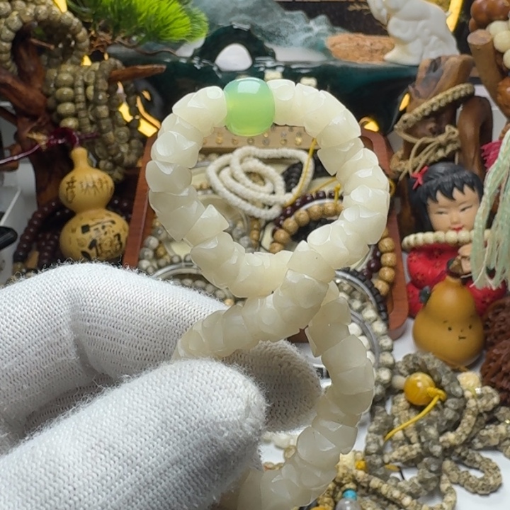 星月菩提手串10号车尺寸8菩提根玛尼墩单圈