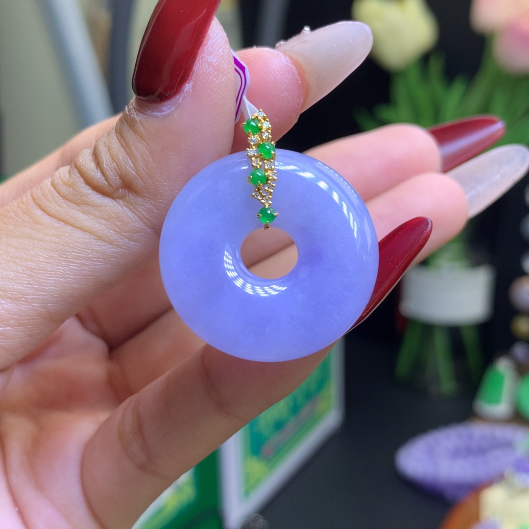 翡翠颈饰18K金镶嵌天然