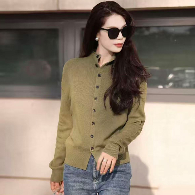 商场同款A家2025秋冬新款百搭松弛感气质立领羊毛针织开衫548055