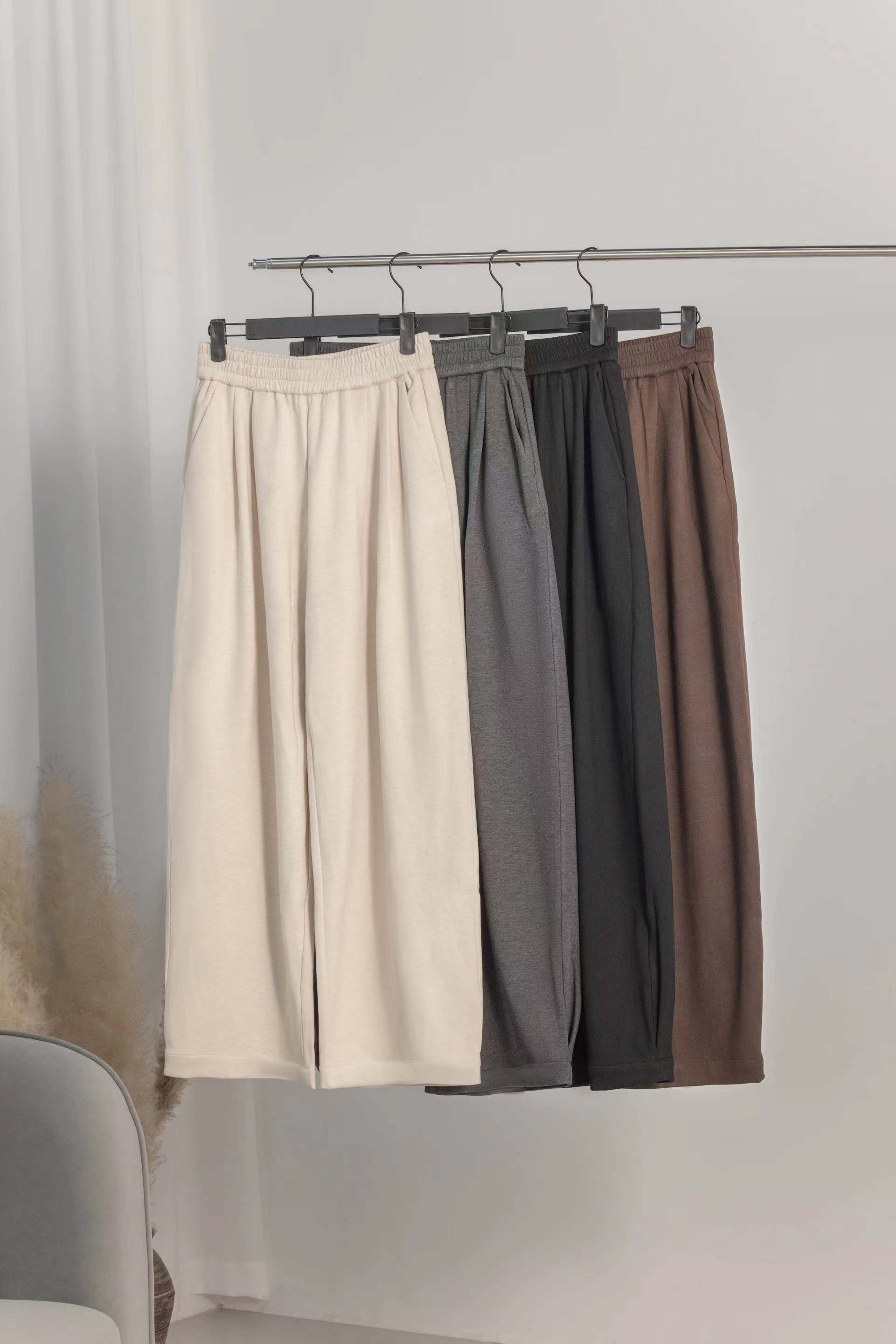 [浥尘女装]糯米裤新款阔腿裤女2024秋冬宽松高腰垂感休闲裤百搭